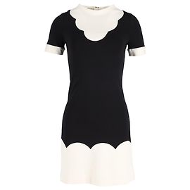 Abito Mini a Scollatura Love Moschino in Viscosa Nera e Bianca Nero