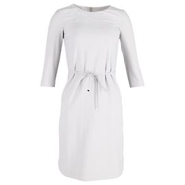 Vestido cinza de lã com cinto Hugo Boss, comprimento até o joelho Cinza