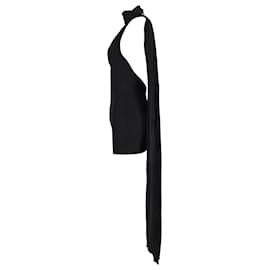 Autre Marque-Alex Perry Scarf-Detail Open-Back Jersey Mini Dress in Black Viscose-Black