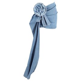 Saia mini em denim azul com faixa rosa Magda Butrym Azul Azul claro