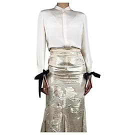 Alexander Mcqueen-Cream silk blouse - size UK 8-Cream