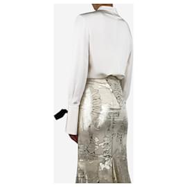 Alexander Mcqueen-Cream silk blouse - size UK 8-Cream