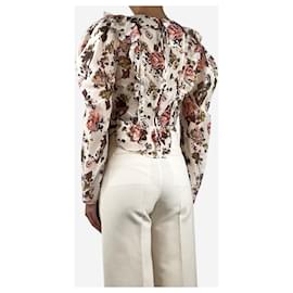 Ulla Johnson-Cream floral-printed ruffle cropped top - size UK 8-Cream