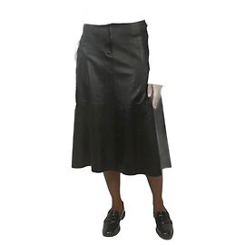 Nili Lotan Schwarze A-Linien-Leder-Midijupe - Größe UK 14 Schwarz