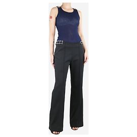 Sandro Pantalons noirs à découpes latérales ornés de bijoux - taille UK 12 Noir