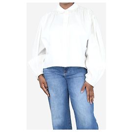 Khaite Weiße plissierte Bluse mit Puffärmeln - Größe L Weiß