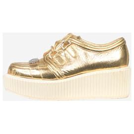 Chanel-Gold metallic creepers platform trainers-Golden