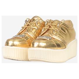 Chanel-Gold metallic creepers platform trainers-Golden