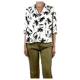 Anine Bing Entspannte cremefarbene Bluse mit Blumenmuster - Größe S Roh