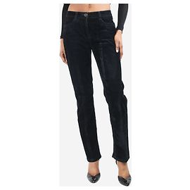 Marni Pantalones de terciopelo negro de pierna recta - talla UK 6 Negro