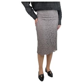 Valentino Jupe midi en dentelle grise - taille UK 8 Gris