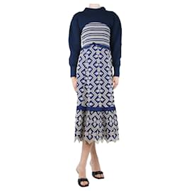 Alexander Mcqueen-Blue puff-sleeved cropped jumper - size UK 8-Blue