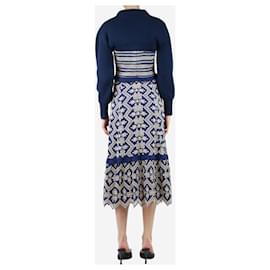 Alexander Mcqueen-Blue puff-sleeved cropped jumper - size UK 8-Blue