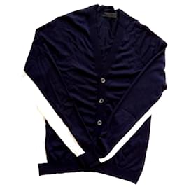 Prada-Cardigan-White,Navy blue
