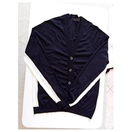 Prada-Cardigan-White,Navy blue