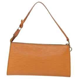Louis Vuitton-LOUIS VUITTON Epi Pochette Accessoires Pouch Orange Mandarin M5294H Auth 82026-Orange,Grey