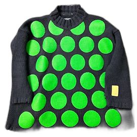 Autre Marque Walter Van Beirendonck W&LT Giant Pois Knitted Sweater from Fall Winter 1996-1997. Blue Green