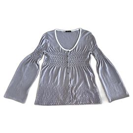 Hellgrauer feiner Stricktop mit Raffung von Massimo Dutti Größe M oder 36-38 Weiß Grau