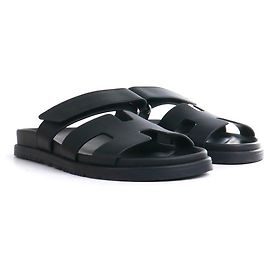 HERMÈS - Hermès Chypre sandals in smooth black leather (Size 36) Black