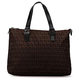 Fendi-Tote en toile Zucchino marron de Fendi-Marron