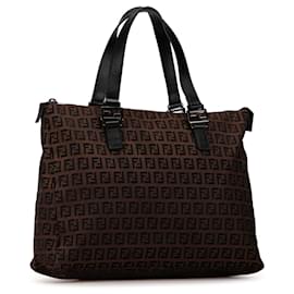 Fendi-Tote en toile Zucchino marron de Fendi-Marron