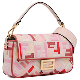 Fendi-Sac à main Baguette brodé Zucca Fendi rose-Rose