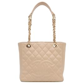 Chanel-Sac de shopping petit modèle en caviar beige de Chanel-Beige