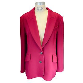 Carolina Herrera Raspberry Classic Two-Button Crepe Blazer Pink