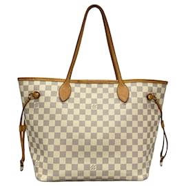 Louis Vuitton-Sac tote Neverfull MM Damier Azur Louis Vuitton blanc-Blanc