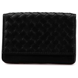 Bottega Veneta-Porte-cartes Intrecciato noir Bottega Veneta-Noir