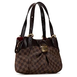 Louis Vuitton-Sac à épaule Louis Vuitton Damier Ebene Sistina PM marron-Marron