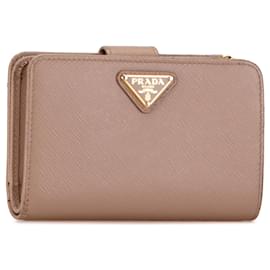 Prada-Portefeuille compact Saffiano Tan Prada-Camel