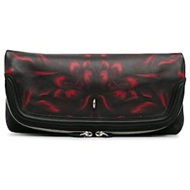 Alexander Mcqueen-Pochette pliable en cuir noir avec imprimé tulipes Alexander McQueen-Noir