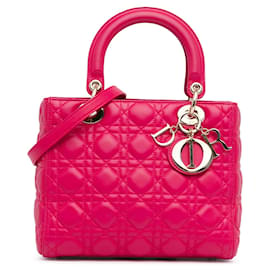 Dior-Sac Lady Dior en cuir d'agneau rose Cannage moyen-Rose