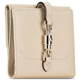 Gucci-Petit portefeuille en cuir Gucci Jackie beige-Beige