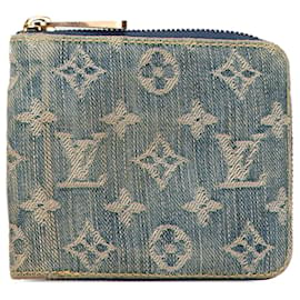 Louis Vuitton-Portefeuille Zippy en denim monogramme bleu Louis Vuitton-Bleu