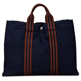 Hermès-Sac Fourre Tout MM Hermès Bleu-Bleu