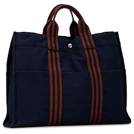 Hermès-Sac Fourre Tout MM Hermès Bleu-Bleu