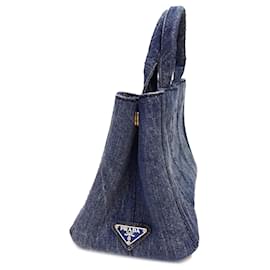 Prada-Blue Prada Canapa Logo Denim Tote-Blue
