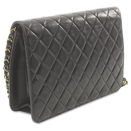 Chanel-Sac à bandoulière en cuir d'agneau matelassé noir Chanel CC à rabat simple-Noir