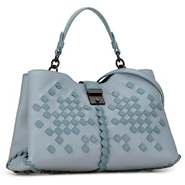 Bottega Veneta-Sac à main Napoli Intrecciato en bleu de Bottega Veneta-Bleu