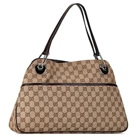 Gucci-Sac à épaule Gucci GG Canvas Eclipse marron-Marron