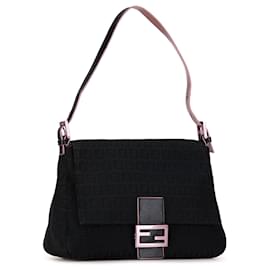 Fendi-Sac à bandoulière Mamma Forever en toile Zucchino noir de Fendi-Noir