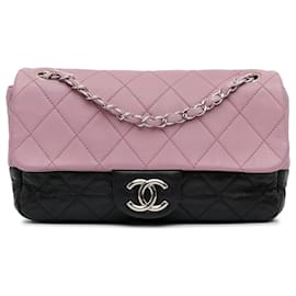 Chanel-Sac à bandoulière Chanel moyen bicolore en agneau et veau avec chaîne CC-Rose