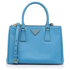 Prada-Sac à main double zip Galleria Medium Saffiano Lux bleu Prada-Bleu