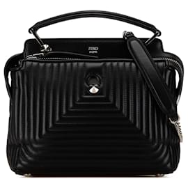 Fendi-Black Fendi Small Dotcom Click Leather Satchel-Black
