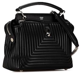 Fendi-Black Fendi Small Dotcom Click Leather Satchel-Black