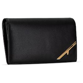 Fendi-Portefeuille long en cuir Fendi Monster noir-Noir