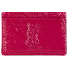 Yves Saint Laurent-Porte-cartes en cuir monogramme Yves Saint Laurent rose-Rose