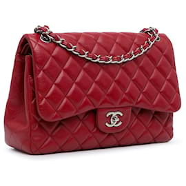 Chanel-Sac à épaule Red Chanel Jumbo Classic Caviar Double Flap-Rouge